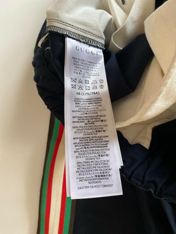 NWT $1100 Gucci Military Cotton Men’s Jogger Pants Night Blue 32 US (48 Euro)