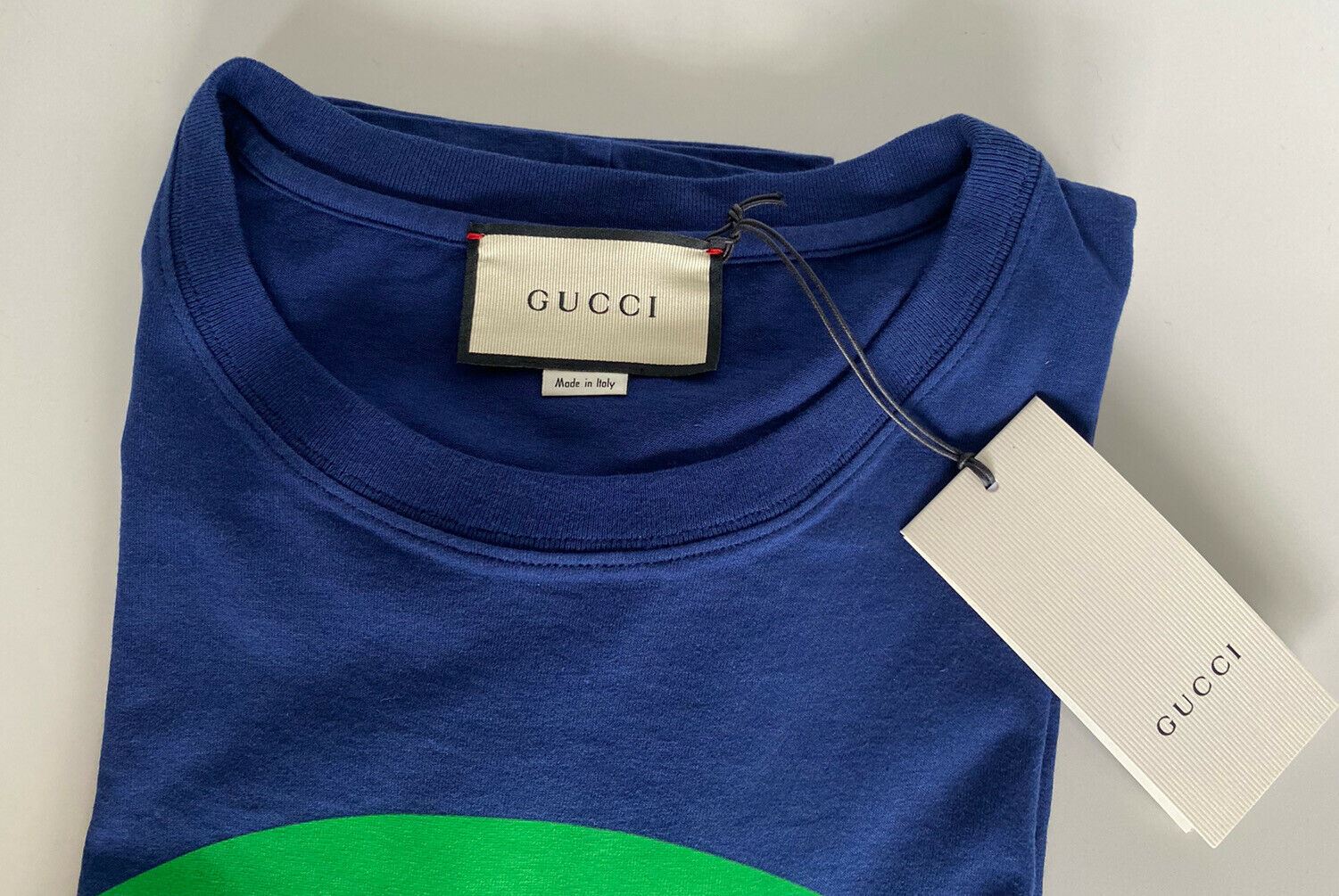 NWT Gucci GG Print Blue Crew Neck T-Shirt Small (Oversized) 565806