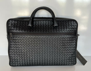 NWT 3200 $ Bottega Veneta Leder Intrecciato Schwarze Aktentasche Italien 577537 