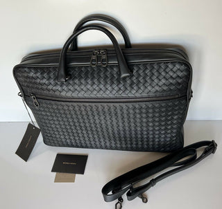 NWT 3200 $ Bottega Veneta Leder Intrecciato Schwarze Aktentasche Italien 577537 