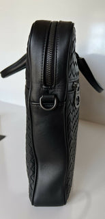 NWT 3200 $ Bottega Veneta Leder Intrecciato Schwarze Aktentasche Italien 577537 