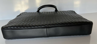 NWT 3200 $ Bottega Veneta Leder Intrecciato Schwarze Aktentasche Italien 577537 