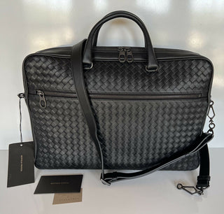 NWT 3200 $ Bottega Veneta Leder Intrecciato Schwarze Aktentasche Italien 577537 