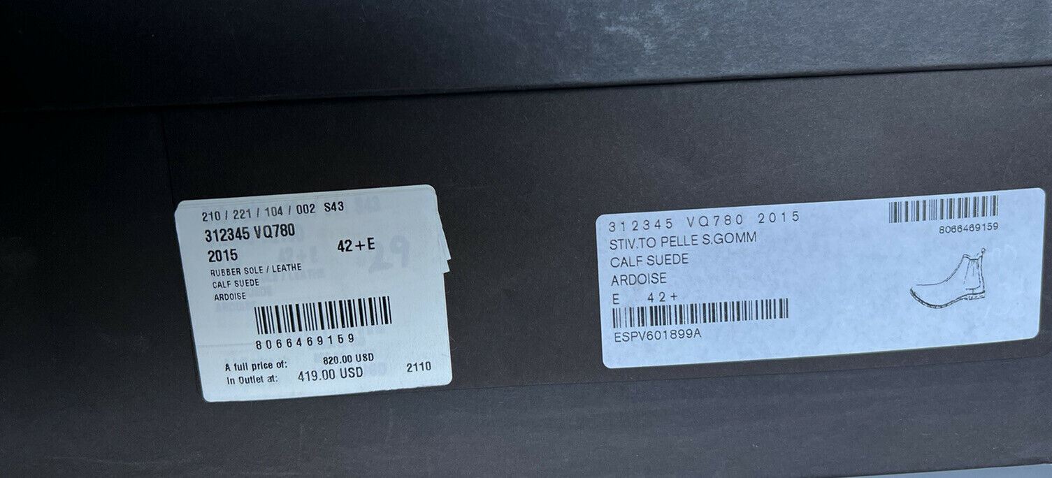 NIB $820 Bottega Veneta Calf Suede Slate Grey Ankle Boots 9.5 US (42.5) 312345