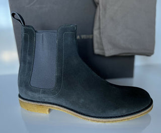 NIB $ 820 Bottega Veneta Kalbsveloursleder Schiefergraue Stiefeletten 10 US (43 Euro) 312345 