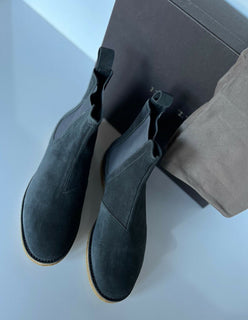NIB $ 820 Bottega Veneta Kalbsveloursleder Schiefergraue Stiefeletten 10 US (43 Euro) 312345 