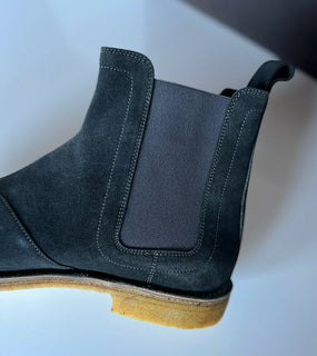 NIB $ 820 Bottega Veneta Kalbsveloursleder Schiefergraue Stiefeletten 10,5 US (43,5) 312345 