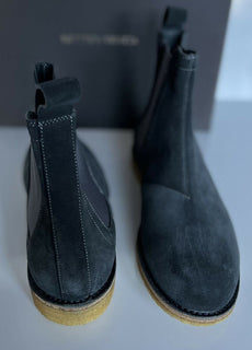 NIB $ 820 Bottega Veneta Kalbsveloursleder Schiefergraue Stiefeletten 10,5 US (43,5) 312345 
