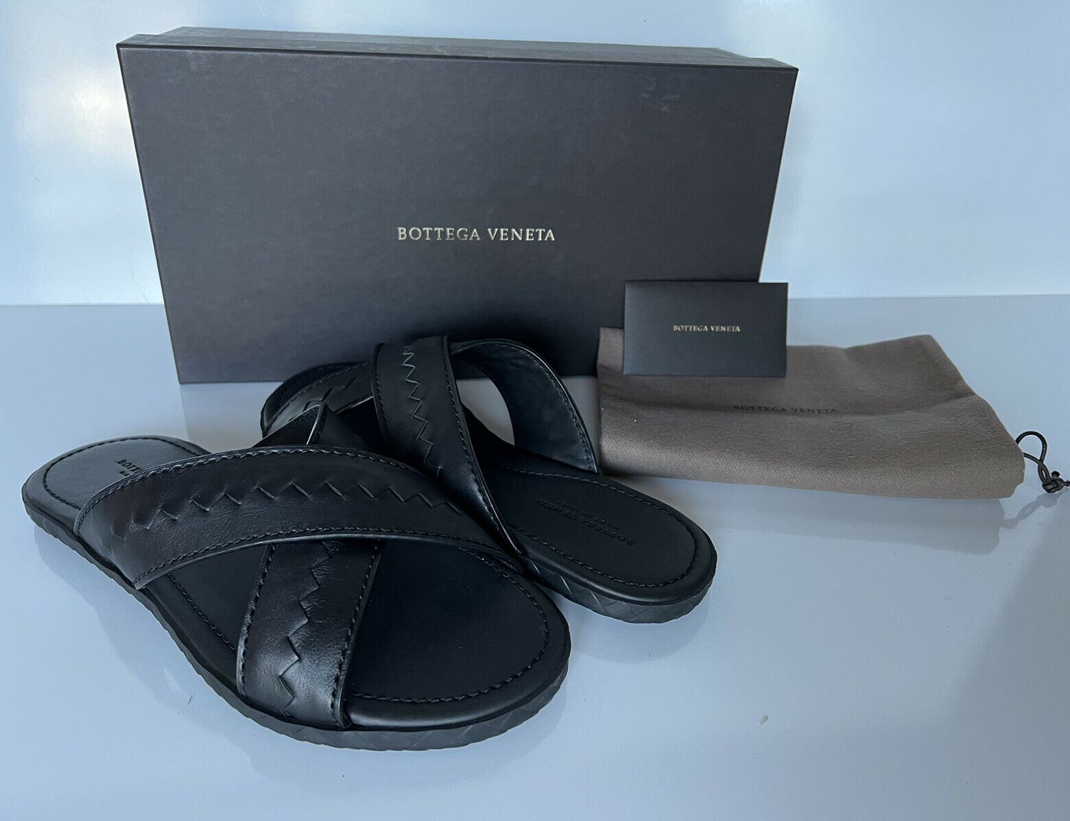NIB $580 Bottega Veneta Men's Tennis Calf Leather Sandals 7 US (40 Euro) 562342