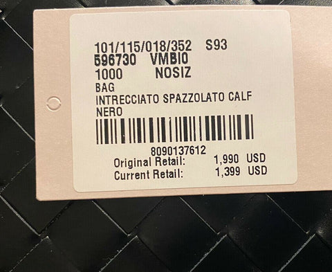 NWT $1990 Bottega Veneta Intrecciato Shiny Leather Black Crossbody Bag 596730