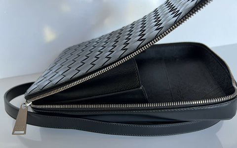 NWT $1990 Bottega Veneta Intrecciato Shiny Leather Black Crossbody Bag 596730