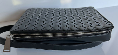 NWT $1990 Bottega Veneta Intrecciato Shiny Leather Black Crossbody Bag 596730