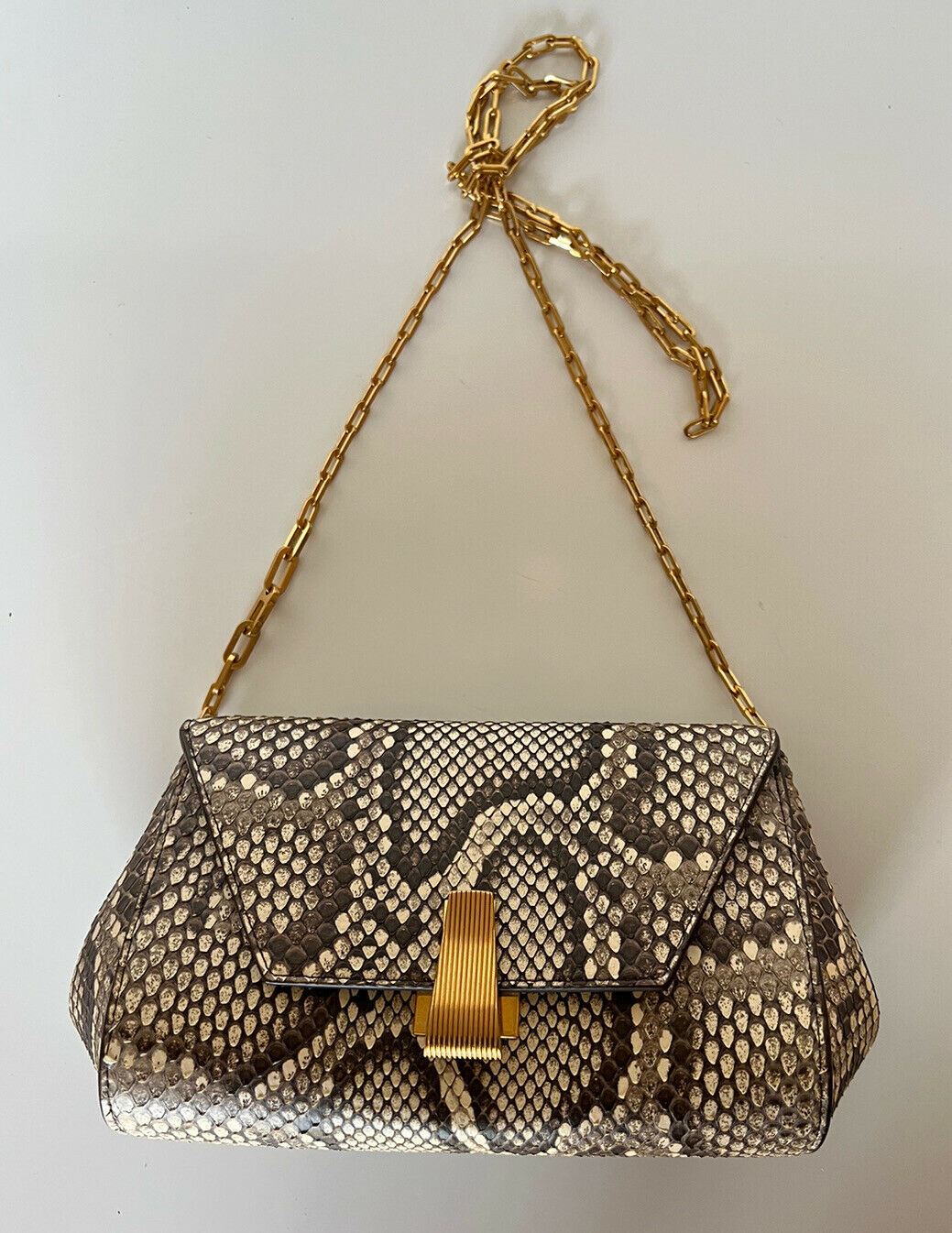 NWT $2550 Bottega Veneta Python Leather Chain Strap Mini Bag 608798 Italy