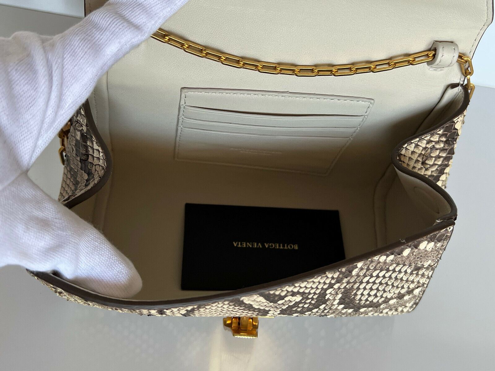 Мини-сумка Bottega Veneta из кожи питона с ремешком-цепочкой NWT $2550 608798 Италия 