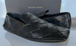 NIB 740 $ Bottega Veneta Douglas Intrecciato Leder Schwarze Schuhe 9 US 578309 