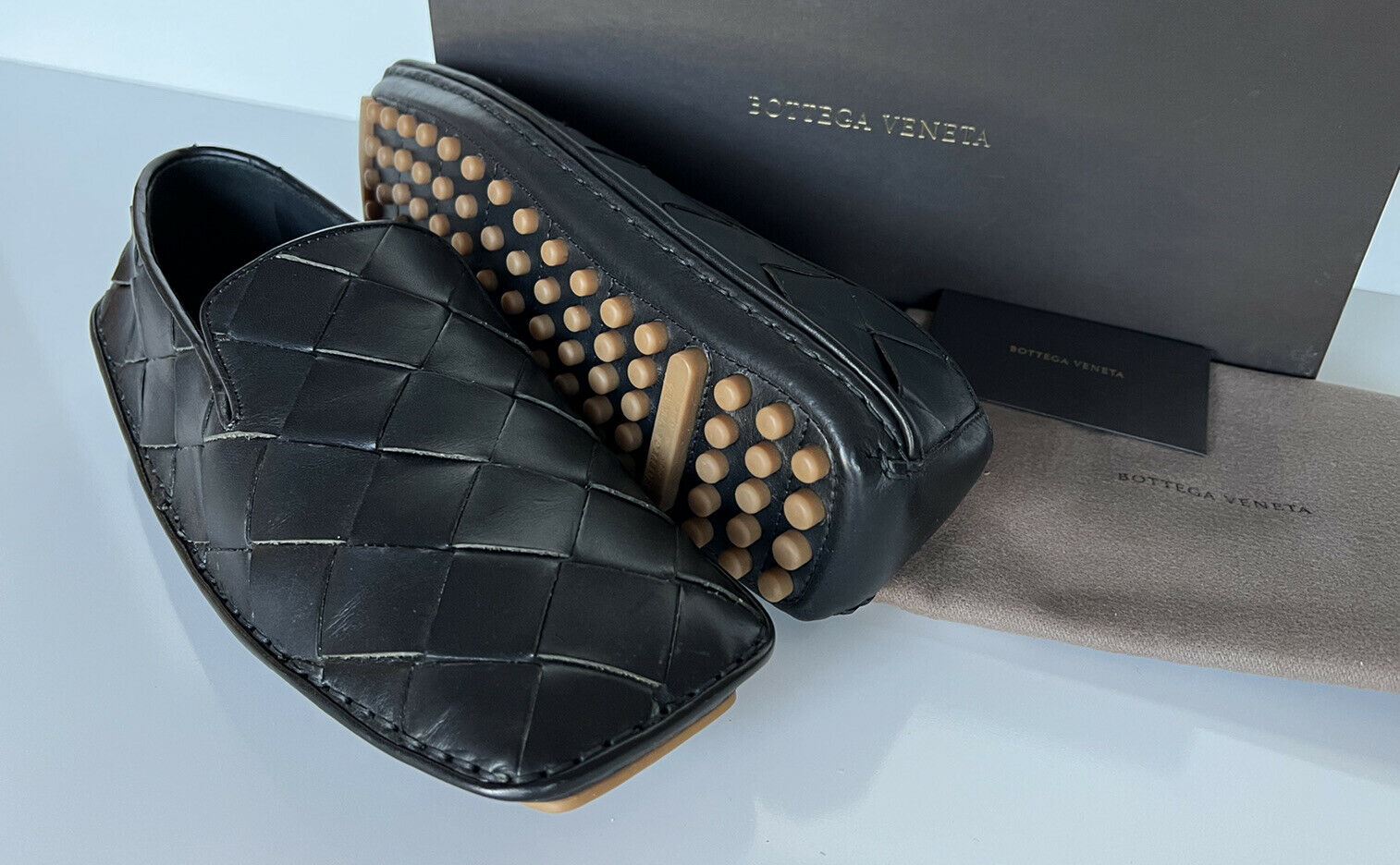 NIB $740 Bottega Veneta Douglas Intrecciato Leather Black Shoes 10 US 578309