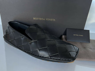 NIB $740 Bottega Veneta Douglas Intrecciato Leder Schwarze Schuhe 8 US 578309 