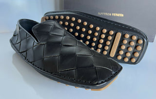 NIB $740 Bottega Veneta Douglas Intrecciato Leder Schwarze Schuhe 8 US 578309 