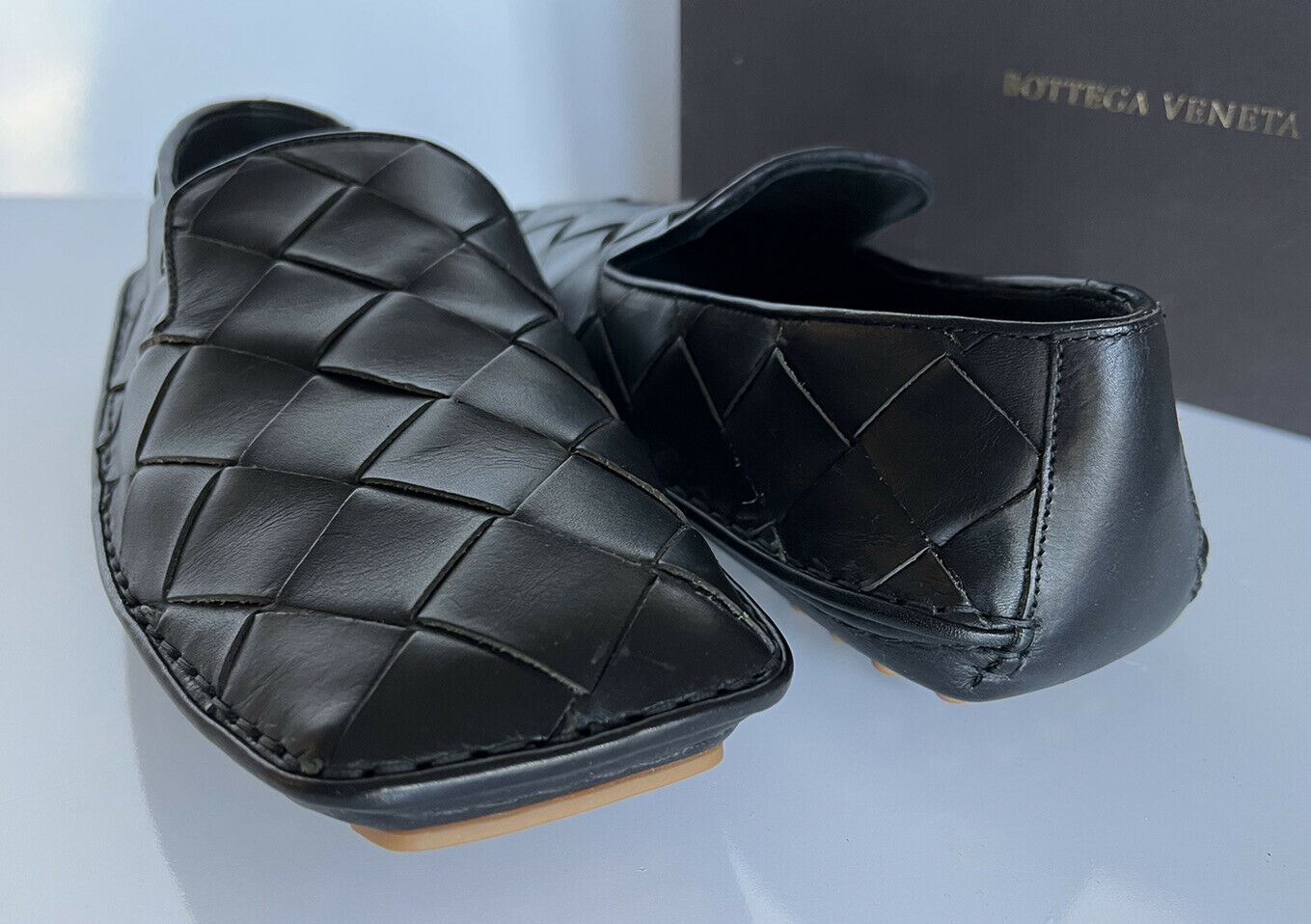 NIB $740 Bottega Veneta Douglas Intrecciato Leather Black Shoes 8 US 578309