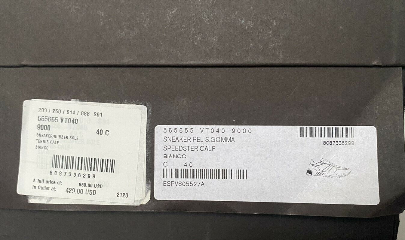 NIB 850 $ Bottega Veneta Damen-Sneakers aus weißem Kalbsleder 10 US (40 Eu) 565655 