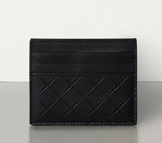 NWT $250 Bottega Veneta Men's Intarsio Leather Card Case Black 619738 Italy