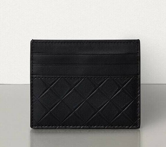 Neu mit Etikett: 250 $ Bottega Veneta Herren-Kartenetui aus Intarsio-Leder Schwarz 619738 Italien 