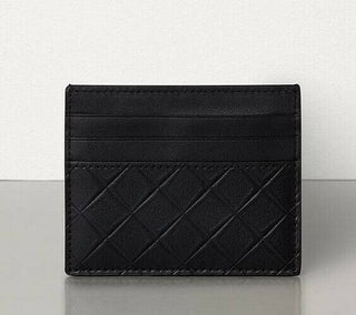 Neu mit Etikett: 250 $ Bottega Veneta Herren-Kartenetui aus Intarsio-Leder Schwarz 619738 Italien 