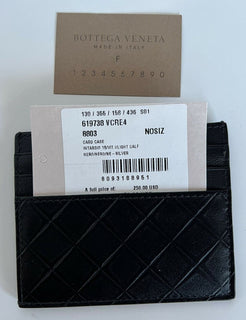 Neu mit Etikett: 250 $ Bottega Veneta Herren-Kartenetui aus Intarsio-Leder Schwarz 619738 Italien 