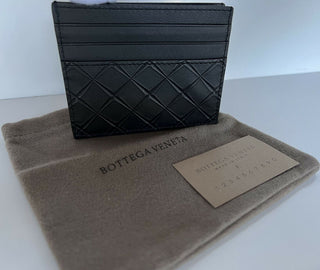 Neu mit Etikett: 250 $ Bottega Veneta Herren-Kartenetui aus Intarsio-Leder Schwarz 619738 Italien 