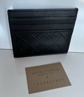 Neu mit Etikett: 250 $ Bottega Veneta Herren-Kartenetui aus Intarsio-Leder Schwarz 619738 Italien 