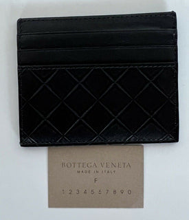 Neu mit Etikett: 250 $ Bottega Veneta Herren-Kartenetui aus Intarsio-Leder Schwarz 619738 Italien 
