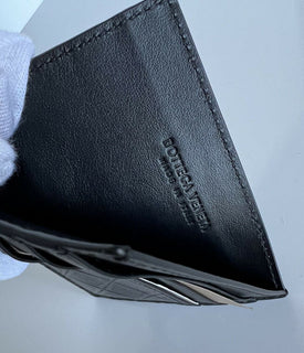 Neu mit Etikett: 250 $ Bottega Veneta Herren-Kartenetui aus Intarsio-Leder Schwarz 619738 Italien 
