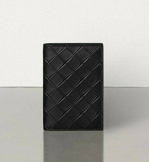 Neu mit Etikett: 330 $ Bottega Veneta Herren-Intarsio-Geldbörse aus zweifach gefaltetem Leder Schwarz 592619 Italien 