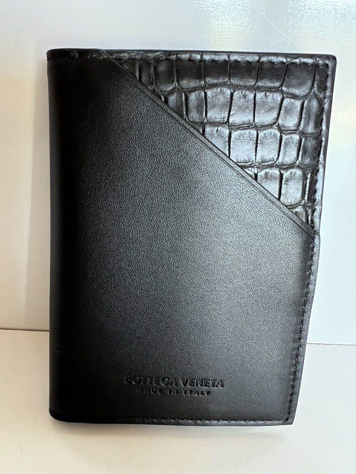 NWT $680 Мужской кошелек Bottega Veneta из кожи аллигатора, черный 619380 Италия 