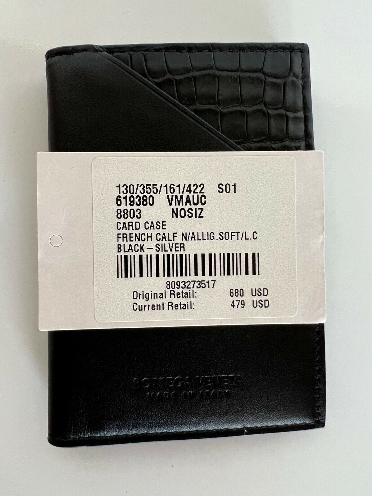 NWT $680 Bottega Veneta Men's Alligator Leather Wallet Black 619380 Italy