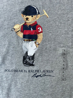 NWT Polo Ralph Lauren Men's Preppy Bear Classic Fit Tri-color T-Shirt Gray Large