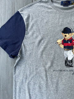NWT Polo Ralph Lauren Men's Preppy Bear Classic Fit Tri-color T-Shirt Gray Large