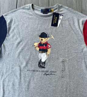 NWT Polo Ralph Lauren Men's Preppy Bear Classic Fit Tri-color T-Shirt Gray XL