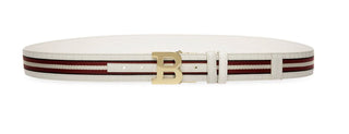 NIB $300 Bally Mens Double Sided Bising Leather Red/White Belt Size 38/95