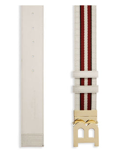 NIB $300 Bally Mens Double Sided Bising Leather Red/White Belt Size 38/95