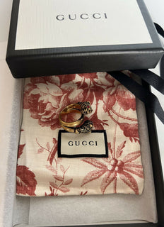 New Authentic GUCCI Red Crystal Gucci Tiger Head Ring Size 15 (7 1/4 US) Italy