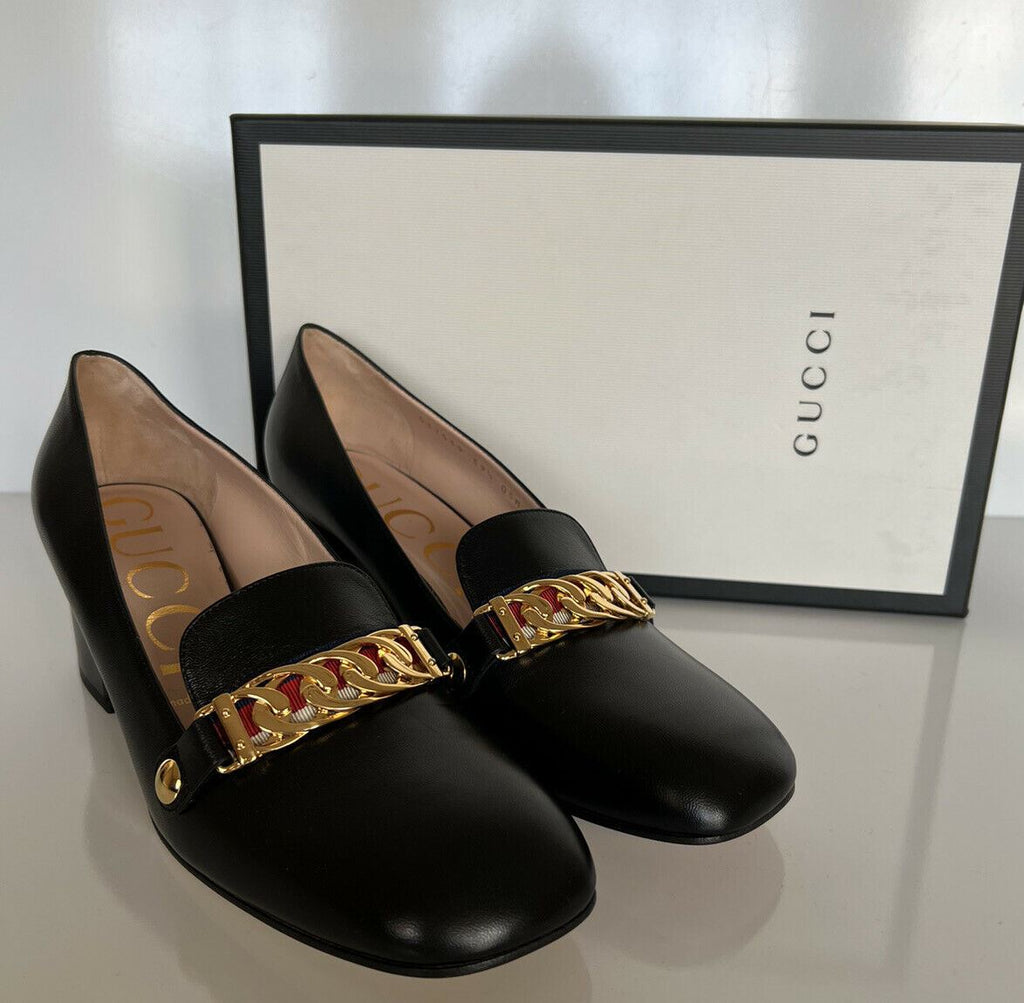 NIB $ 890 Gucci Malaga Pump Leder Schwarze Schuhe 9,5 US (39,5 Euro) Italien 537539