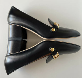 NIB $ 890 Gucci Malaga Pump Leder Schwarze Schuhe 9,5 US (39,5 Euro) Italien 537539