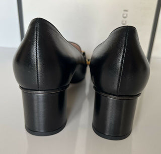NIB $ 890 Gucci Malaga Pump Leder Schwarze Schuhe 9,5 US (39,5 Euro) Italien 537539