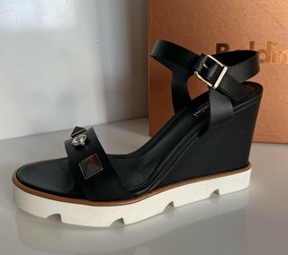 NIB $ 639 Baldinini Damen Wedges Sandalen Schwarz 8,5 US (39 Eu) Italien 753070