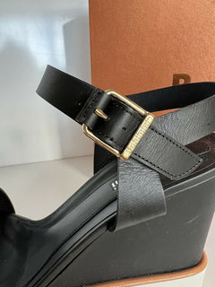 NIB $ 639 Baldinini Damen Wedges Sandalen Schwarz 8,5 US (39 Eu) Italien 753070