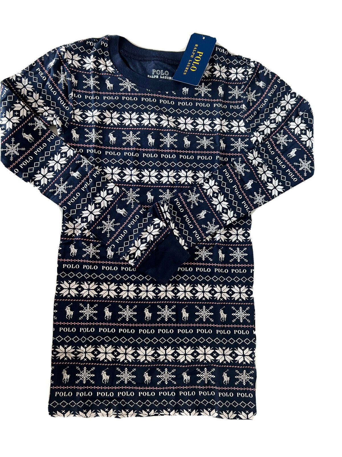 Neu mit Etikett: 50 $ Polo Ralph Lauren Snowflex Blaues 2-teiliges Pyjama-Set für Jungen, 14 US