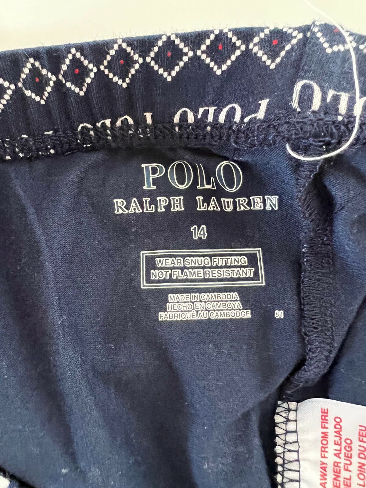NWT $50 Polo Ralph Lauren Snowflex Boy's Blue 2 Piece Pajama Set 14 US