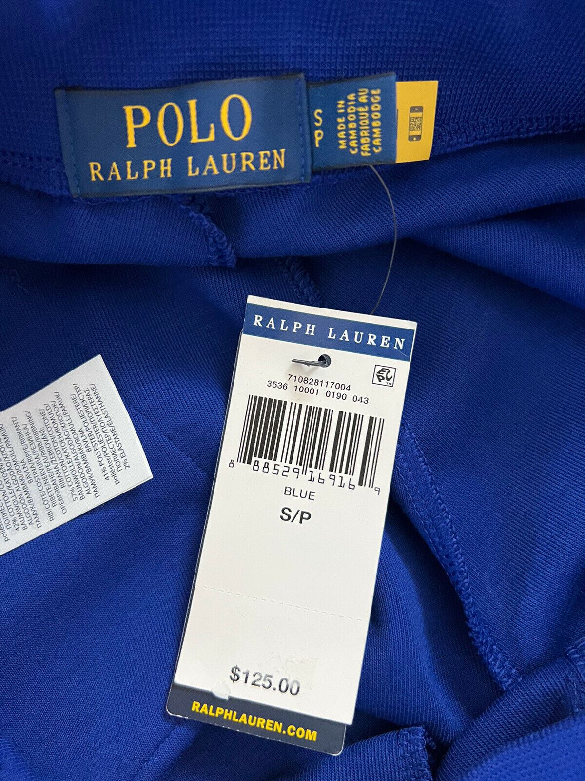 Мужские большие синие повседневные брюки с логотипом Polo Ralph Lauren, размер NWT 125 долларов США, маленькие