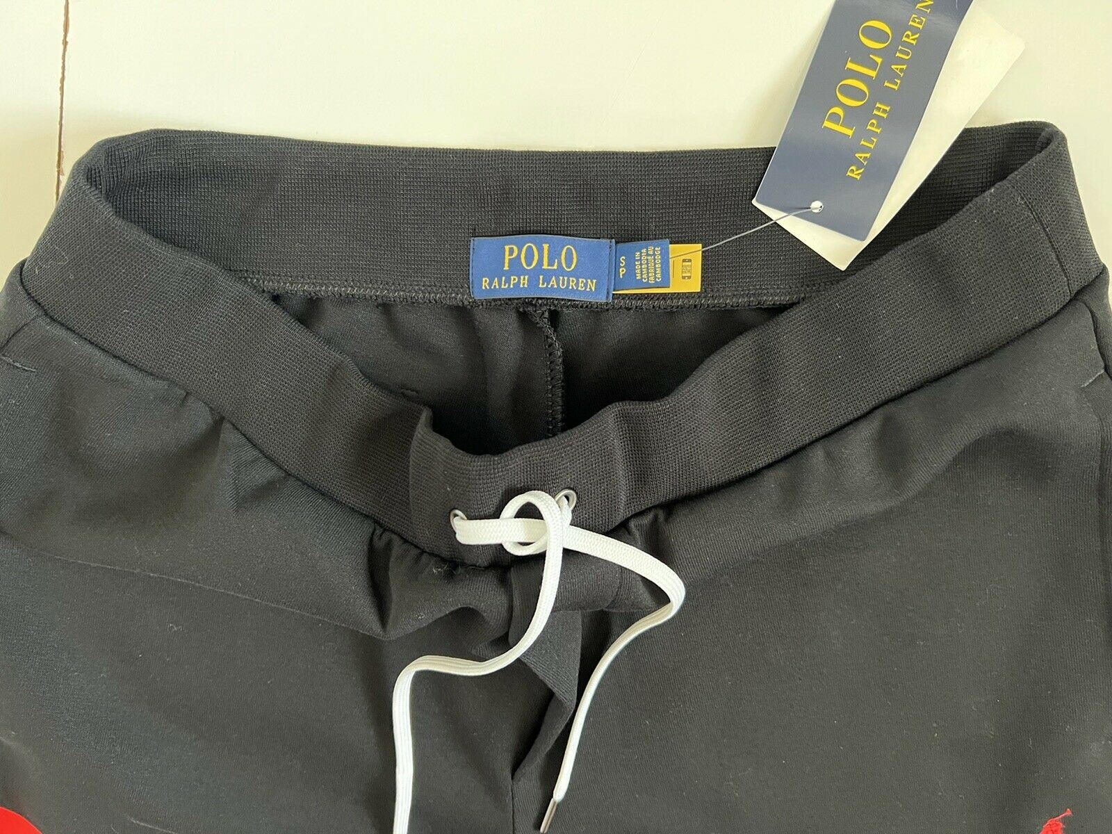 NWT $125 Polo Ralph Lauren Men's Large Polo Logo Black Casual Pants Small
